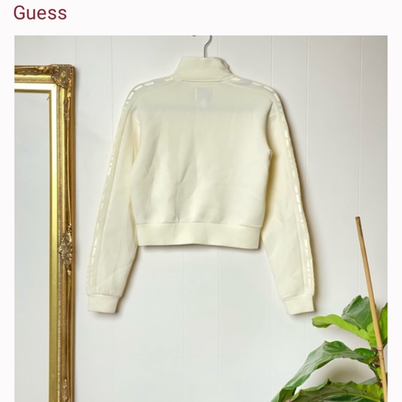 Eco Allie Scuba Zip-Up Jacket Cream Fitted Sweatshirt - Picture 5 of 6